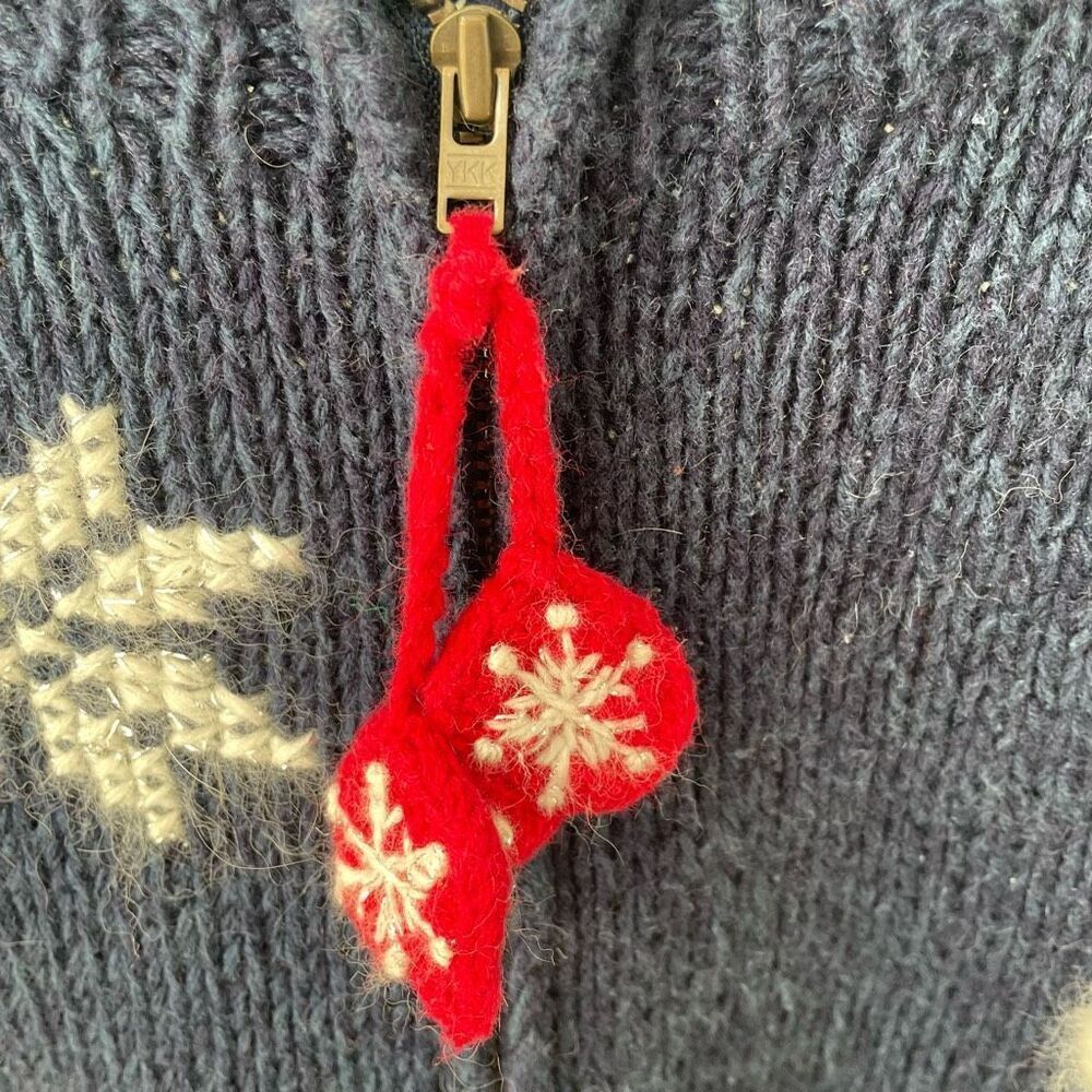 Vintage Croft & Barrow Knit by Hand Snowman Cardigan Sweater Angora M - Picture 7 of 9